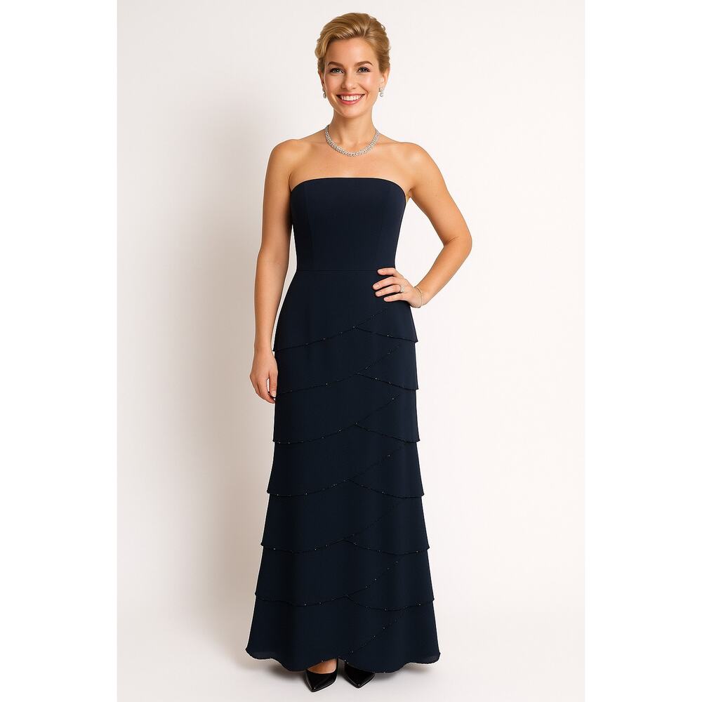 Jovani Navy Strapless Gown - Size 8